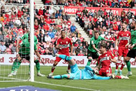 Matt Crooks, of Middlesbrough, shoots to score his second goal during the Sky Bet Championship match between Middlesbrough and Stoke City. (Photo by Nigel Roddis/Getty Images).