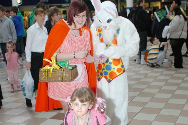 Lydia Grace Hudson, 3, had help from the Easter bunny as she set off on the egg trail in the Middleton Grange Shopping Centre in 2010.