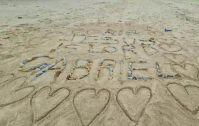 A poignant beach message following the discovery of Daniel Kariuki's body at Seaton Carew.