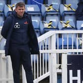 Hartlepool manager, Dave Challinor  during the Vanarama National League match between Hartlepool United and Maidenhead United at Victoria Park, Hartlepool on Saturday 8th May 2021. (Credit: Mark Fletcher | MI News)