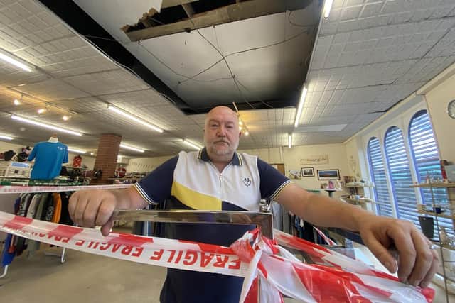 Shop manager Barry Smith at the scene of a break-in. Picture by FRANK REID
