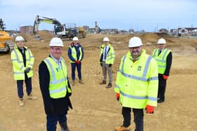 Project partners on the site of the Highlight leisure development. Front is David Wingfield (left) Regional MD Wates and Mike Young leader of Hartlepool Borough CouncilBehind (left to right) Simon Law project director at Wates, Scott Parkes and Kieran Bostock and Ian Gardiner from the council. Picture by Frank Reid