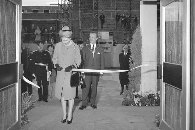 Queen Elizabeth II officially opens the new Billingham Forum on October 19, 1967.