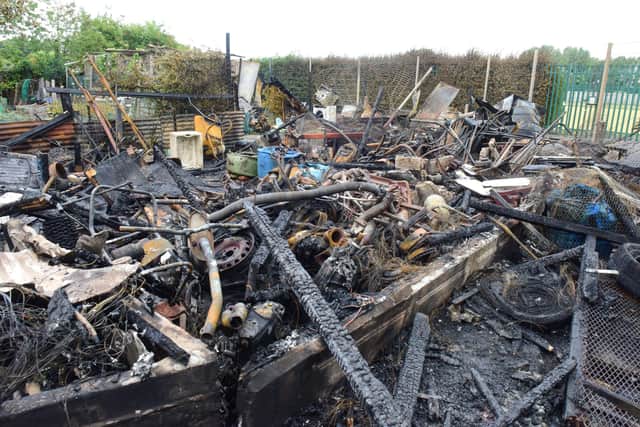 Devastation at a Hartlepool allotment on Saturday, July 30 after a fire that morning.
