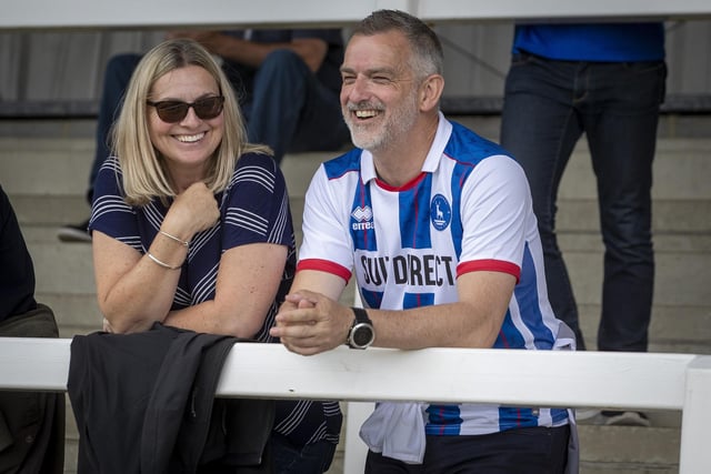 Pools supporters are all smiles ahead of their first league game back at the Suit Direct Stadium. (Credit: Mark Fletcher | MI News)