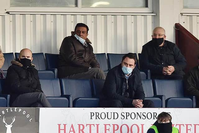 Hartlepool United directors' box during the 1-0 victory over Sutton United at Victoria Park. Picture by FRANK REID
