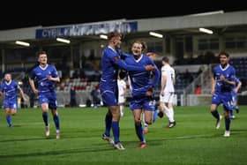 Luke Armstrong of Hartlepool United celebrates. Credit: Mark Fletcher | MI News)