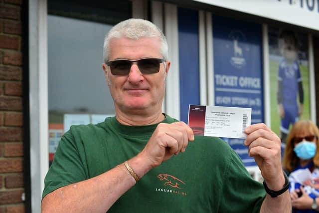 Dennis Bates with Play Off Final tickets. Picture by FRANK REID