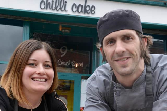Owner Julie Evans and James Stoker at Chilli Cake in Hartlepool. The company has just teamed up with Hartlepool Support Hub to act as a supply chain.