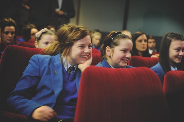 Pupils enjoy a cinema experience in 2016.