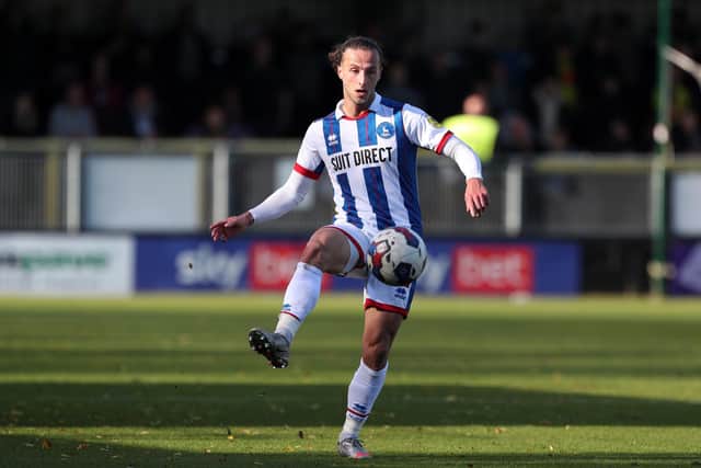 Jamie Sterry has not featured for Hartlepool United since the defeat at Harrogate Town. (Credit: Mark Fletcher | MI News)