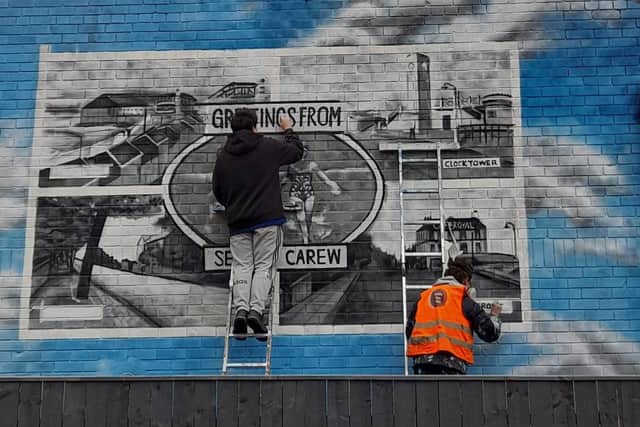 Durham Spray Paints create a mural in Seaton Carew.