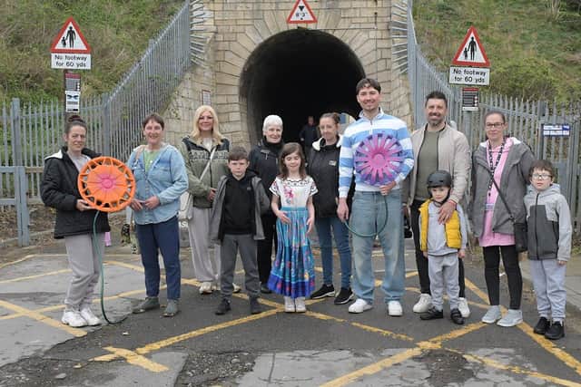 Members of the Hartlepool Poverty Truth Commission's Community Spaces project at the launch of Say It With Flowers at the Brus Tunnel. Picture by FRANK REID
