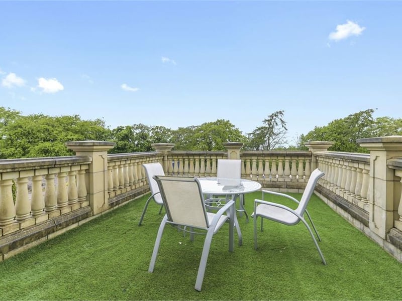 Terrace above coach porch.