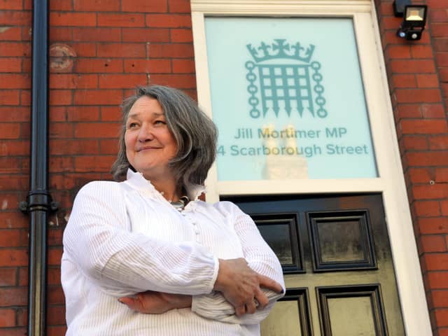 MP Jill Mortimer outside her Hartlepool office.