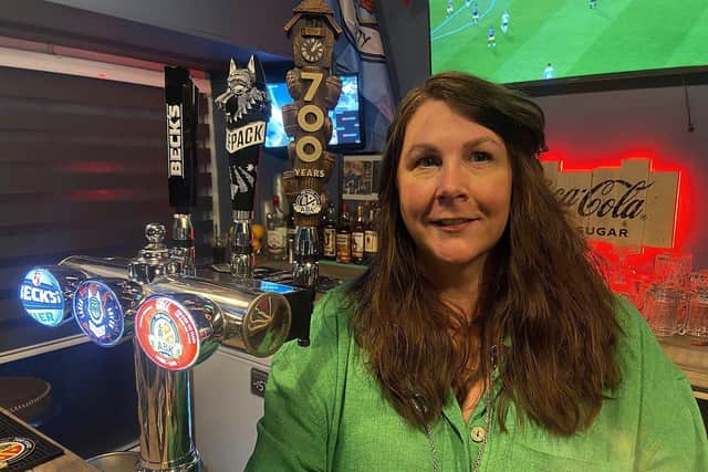 Owner of the Waddle Inn, Jackie Obeirne, at the opening of her new sports bar in Seaton Carew.
