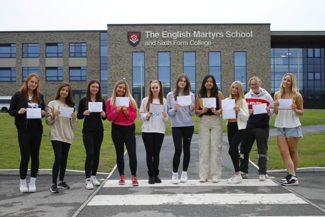 English Martyrs girls with their GCSE results.