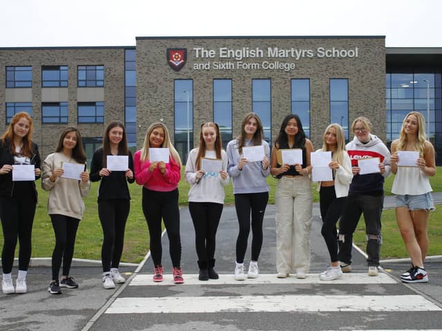 English Martyrs girls with their GCSE results.
