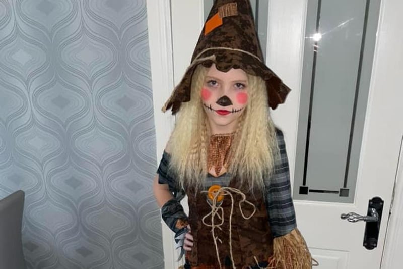 Thanks to Clare for sending us this photo of Miley dressed as a scarecrow.