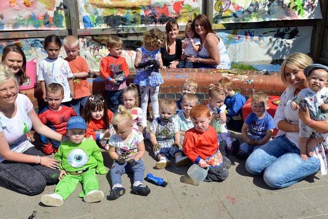 Cheeky Monkeys Nursery in 2014 with staff and children taking part in a National Art Day event. Recognise anyone?
