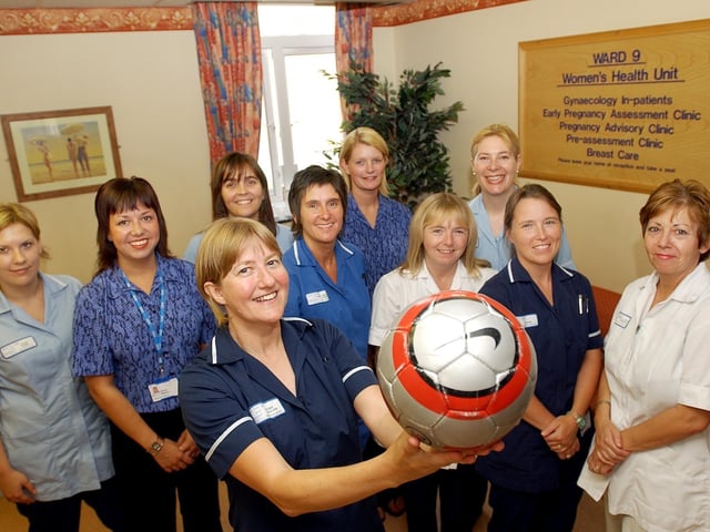 University Hospital of Hartlepool Ward 9's Nightingales netball team in 2004.