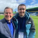 From left, former Hartlepool Mail journalist Jeff Stelling and his son, Robbie, who is the Mail's new Hartlepool United writer. Picture by FRANK REID