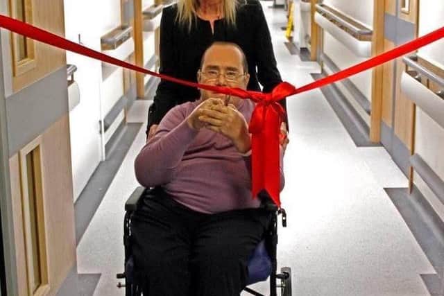 Elizabeth Morley and her late brother Phillip Braithwaite at the opening of the new wing at James Cook Hospital. The wing was opened in honour of Phillip’s standing in the Kidney Dialysis Unit. 