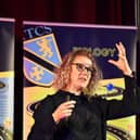 Professor Danielle George MBE speaking at the The High Tunstall College of Science STEM Lecture in the Borough Hall. Picture by FRANK REID
