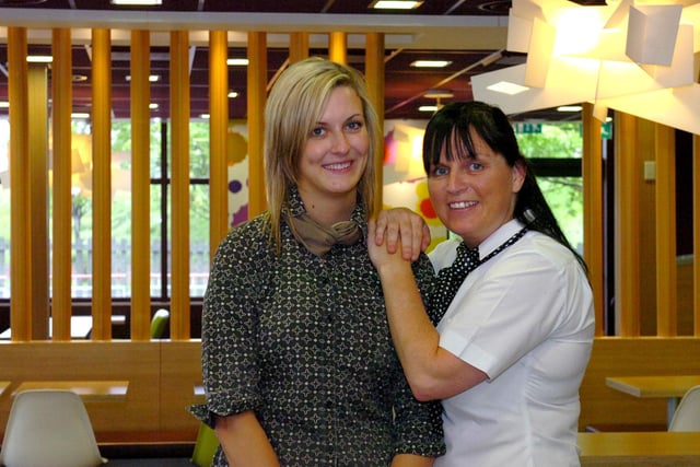 Hartlepool McDonald's worker Rhianon Horton (left), pictured with business manager Bev Williamson was selected to work at the 2012 London Olympics.