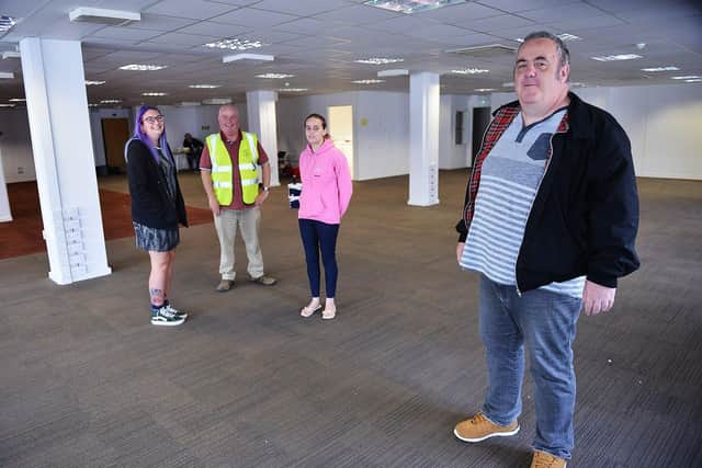 Ian Cawley(right) from Poolie Time Exchange in Bovis House with fellow members (left to right) Amy Prince, Dave Hunter and Angela Arnold. Picture by FRANK REID