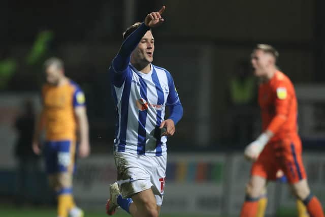Luke Molyneux picked up an injury in the draw with Mansfield Town after getting Hartlepool United level in the contest. (Credit: Mark Fletcher | MI News)
