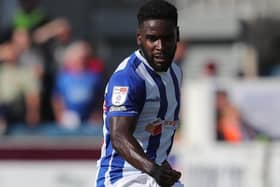 Zaine Francis-Angol of Hartlepool United during the Sky Bet League 2 match between Hartlepool United and Carlisle United at Victoria Park, Hartlepool on Saturday 28th August 2021. (Credit: Mark Fletcher | MI News)