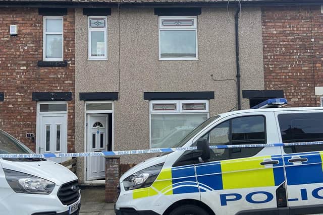 Police vehicles outside a house in Leamington Parade, Hartlepool, following what they are classing as an aggravated burglary on June 27.