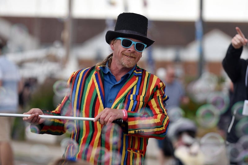 The Bubble man keeping everyone entertained during the Tall Ships Races on Saturday. Picture by BERNADETTE MALCOLMSON