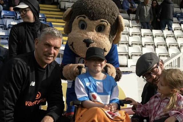 Hartlepool United welcomed Riley from the Bradley Lowery Foundation as mascot for their National League fixture with Eastleigh. Credit Hartlepool United Football Club / Bradley Lowery Foundation