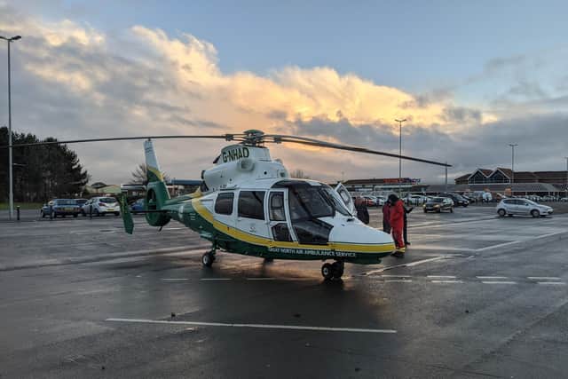 The North East Ambulance Service called for assistance from the Great North Air Ambulance.