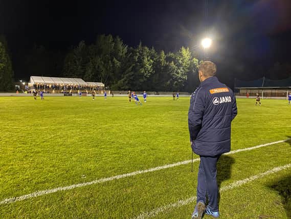 Dave Challinor watches on during Friday night's 5-1 win at Craik Park (photo: Alex Chandy).