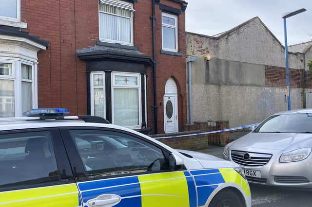 Police ouside Wharton Terrace, Hartlepool, on October 16. Picture by FRANK REID