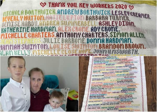 Denise Creamer, 33, from Hesleden, has spent more than 150 hours in creating an amazing thank you in cross-stitch work.
