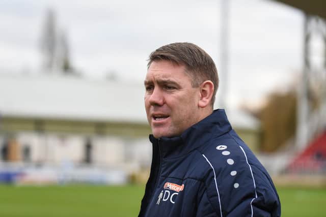 Hartlepool United manager Dave Challinor during the Vanarama National League match between Woking and Hartlepool United at the Kingfield Stadium, Woking on Saturday 7th December 2019. (Credit: Paul Paxford | MI News)