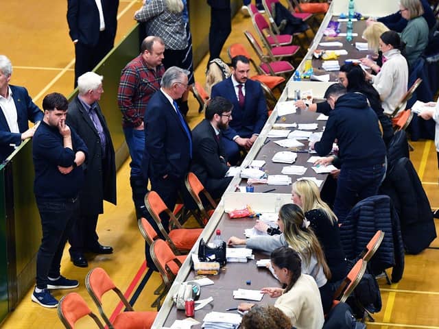 Officials count local election votes at Hartlepool's Mill House Leisure Centre. Picture by FRANK REID