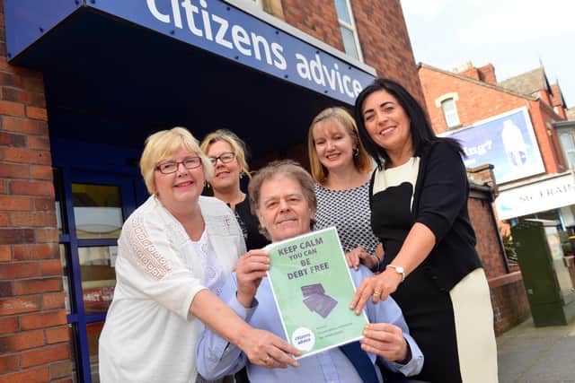Joe Michna with colleagues from Harlepool Citizens Advice debt advice team Janet Noble, Julie Lloyd, Jill Hutton and Ann Brown.