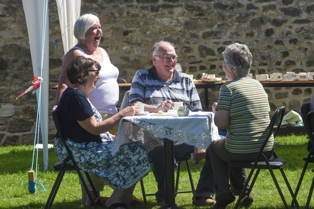 A nice relaxing cuppa and biscuits in the sunshine at Hart Village Fair in 2017.