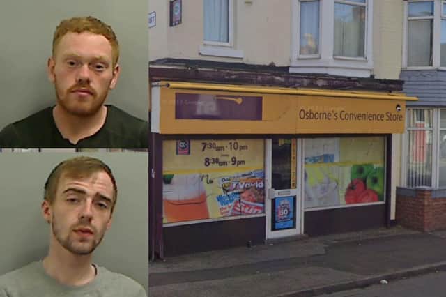 Bradley Doyle (top left) and Kane Sutheran admitted robbing of the former Premier convenience store in Osborne Road, Hartlepool.