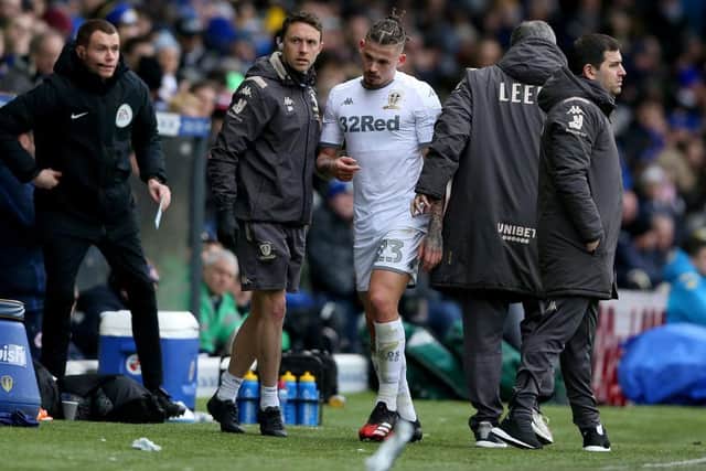 Leeds midfielder Kalvin Phillips was forced off with a calf injury during Saturday's win over Reading.
