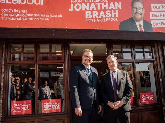 Labour leader Sir Keir Starmer, right, with his party's parliamentary candidate for Hartlepool, Jonathan Brash, during a visit to town earlier in 2023.
