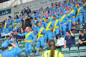Hartlepool United supporters in their Thunderbirds fancy dress at Plymouth Argyle in 2014. Picture by FRANK REID