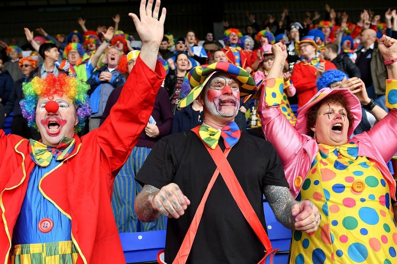 They are at Tranmere Rovers in 2018 for the annual fancy dress outing on the final away day of the season.