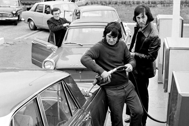 Who remembers the petrol shortages of 1974?
These customers got in before the "sold out" went back up at the Windyvale service station at Slateford in June 1974.