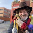 Doctor Who enthusiast Paul Bianco outside the Town Hall Theatre, in Raby Road, Hartlepool, ahead of the BBC drama's 60th birthday.